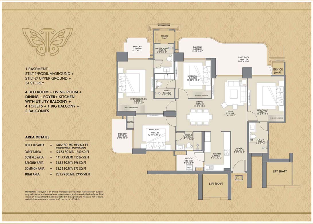 gaur chrysalis 4bhk floor plan